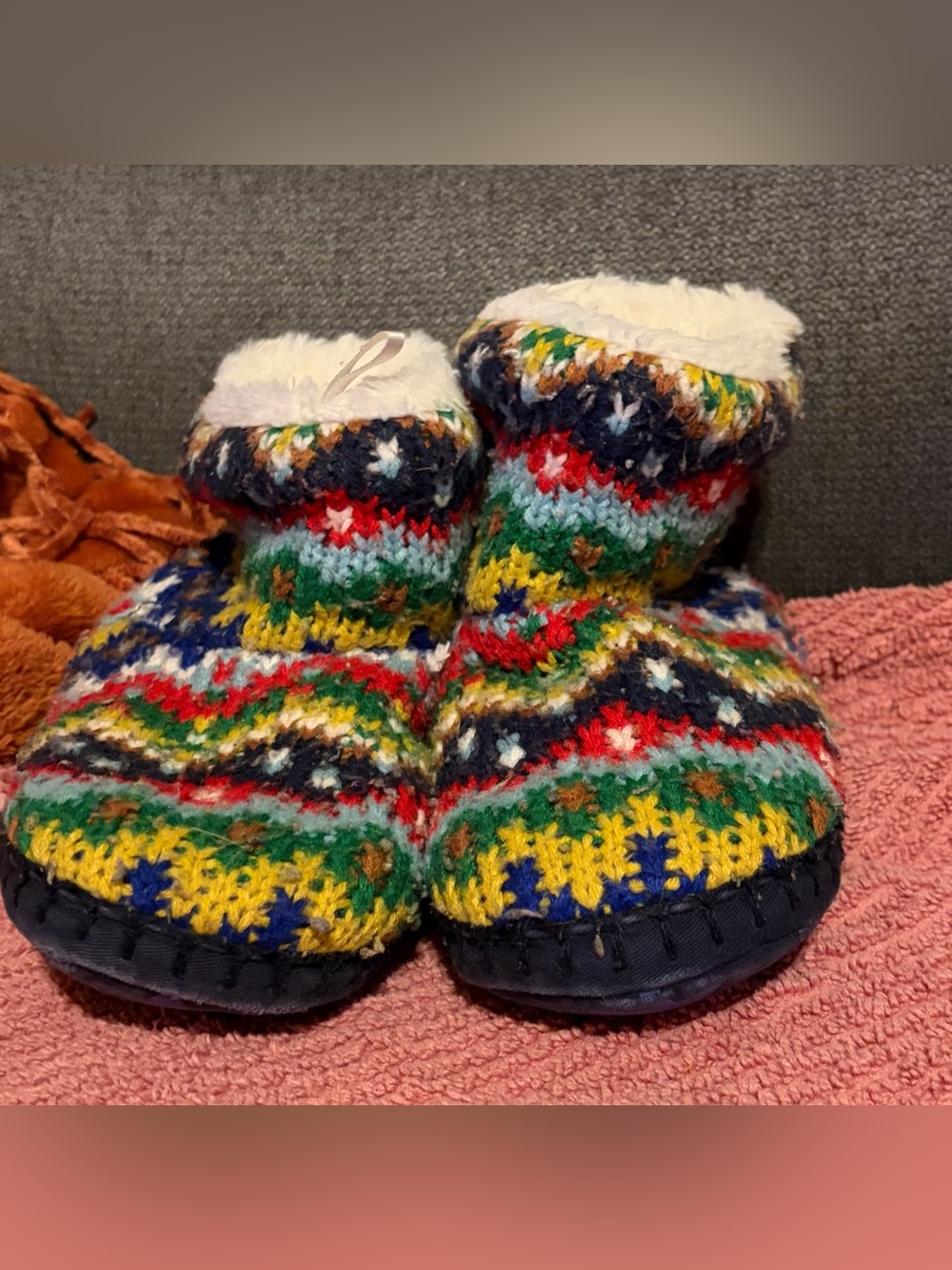 Cozy Multicolor Knit Kids Slipper Boots Mini Boden